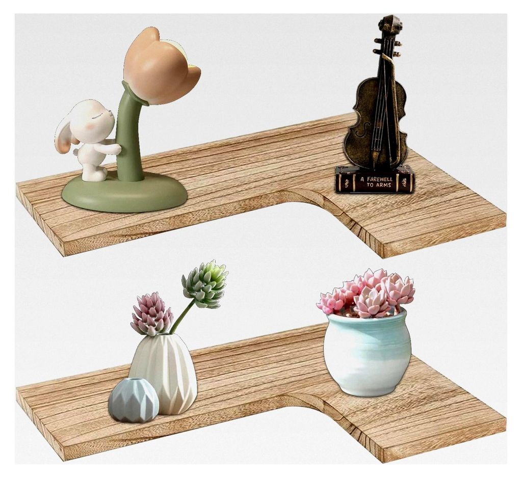 Schwebendes Eckregal aus massivem Paulownienholz, Wandregal für Wohnzimmer, Schlafzimmer, Bad und Küche, leichtes hängendes Regal für Dekoratio...