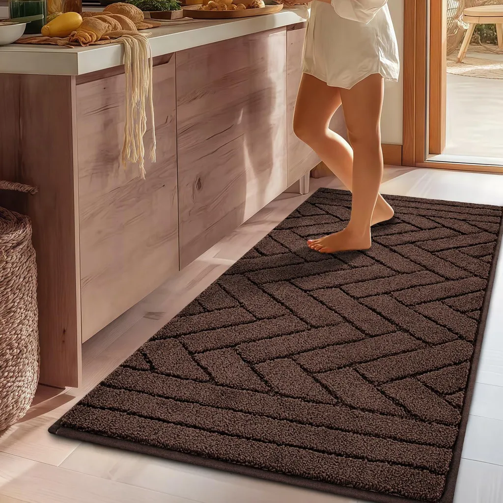 Tapis de couloir de cuisine 50x120 cm lavable et absorbant style Café