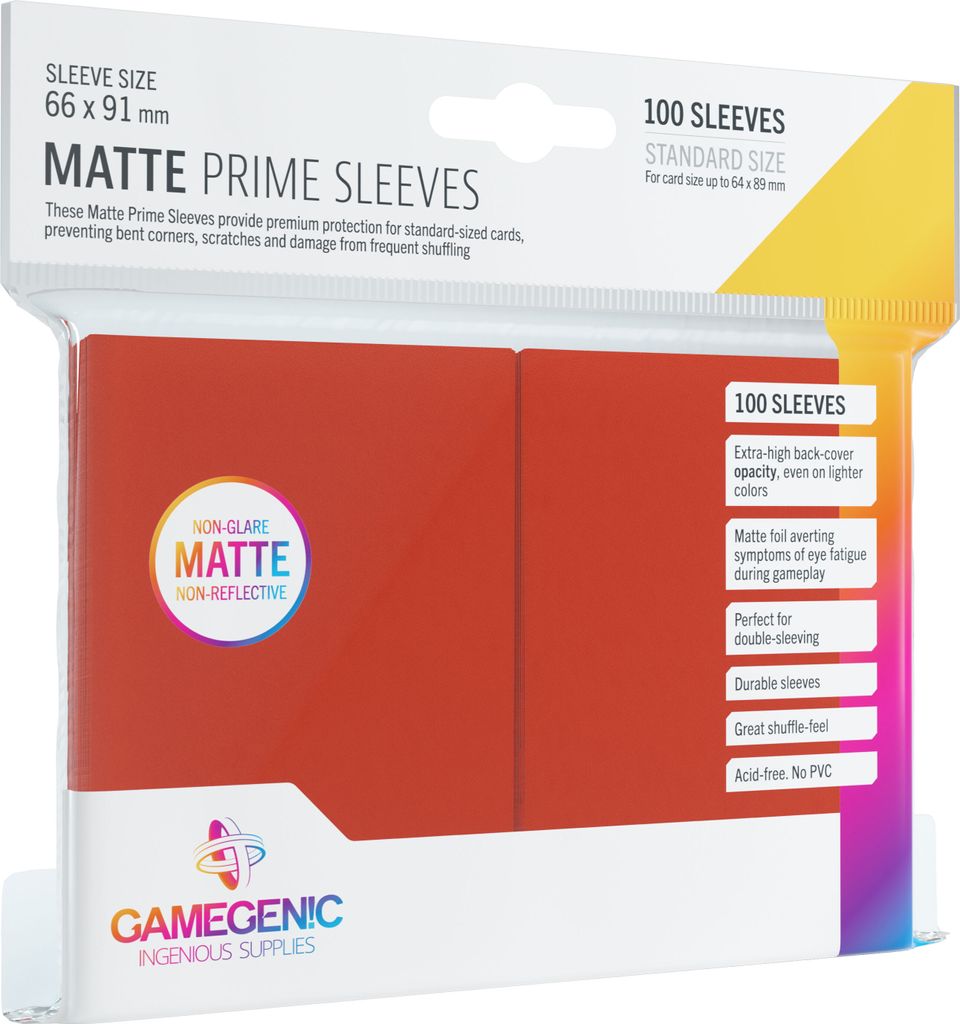 Gamegenic - Matte Prime Sleeves Red (100 Sleeves) Produktbild 