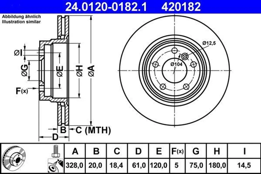Disque de frein arrière pour BMW Série 8 E31 et Z8 - Qualité OE ATE