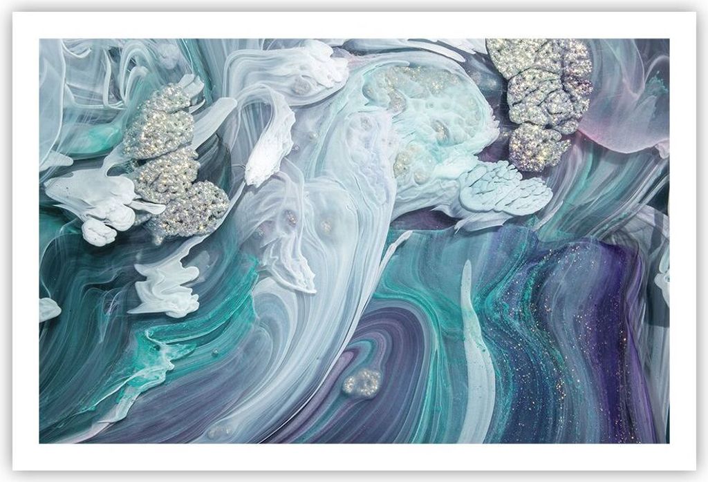 Poster - Poster ohne Rahmen - Abstraktion dreidimensional blau - 91,5x61 cm - Wand Bild - Wanddeko - Wandbilder - Kunstposter - Wandposter - Bilder...