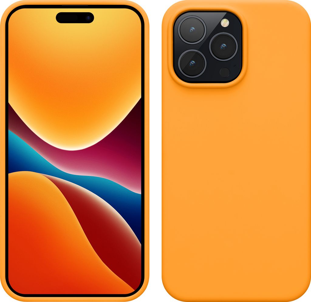 kwmobile Handyhülle für iPhone 14 Pro Max Hülle, für iPhone 14 Pro Max Case - Hülle Silikon - kabelloses Laden - Fruity Orange
