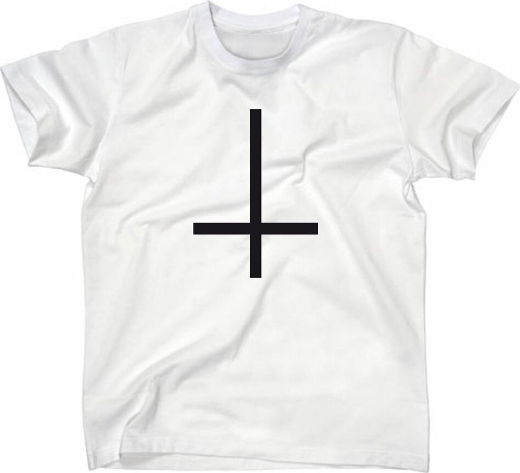 Styletex23 T-Shirt Inverted Cross Crucifix, 666, weiss, XXL