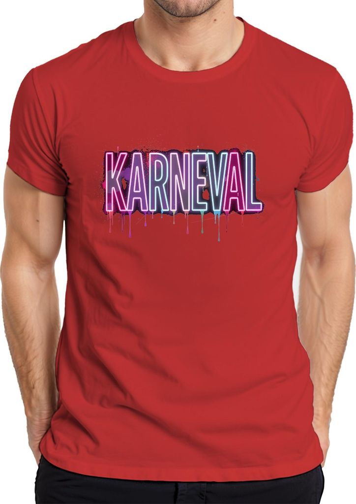 Karneval Neon bunt Fasching Kostüm Party Köln Karnevalsfan Herren T-Shirt, Rot, 3XL