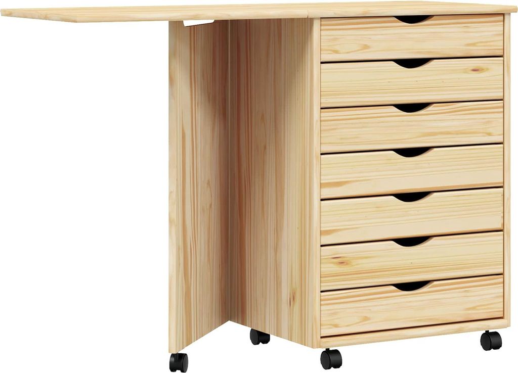 Rollwagen mit Schreibtisch MOSS Klarlack 105,5 x 39 x 74,5 cm