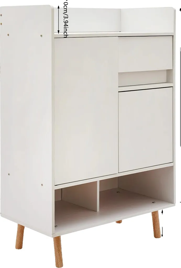 Armoire à chaussures blanc chaud avec portes à ouverture par pression
