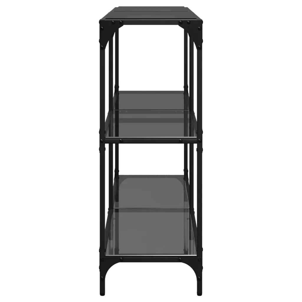 vidaXL Tavolo Consolle in Vetro Nero e Acciaio 118,5x30x81 cm | Design - 5