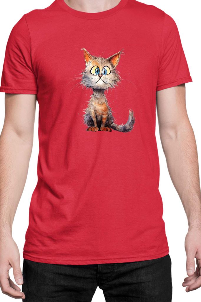 Herren T-Shirt Funny Cats Breeds Munchkin Cat 025, Man M / Rot