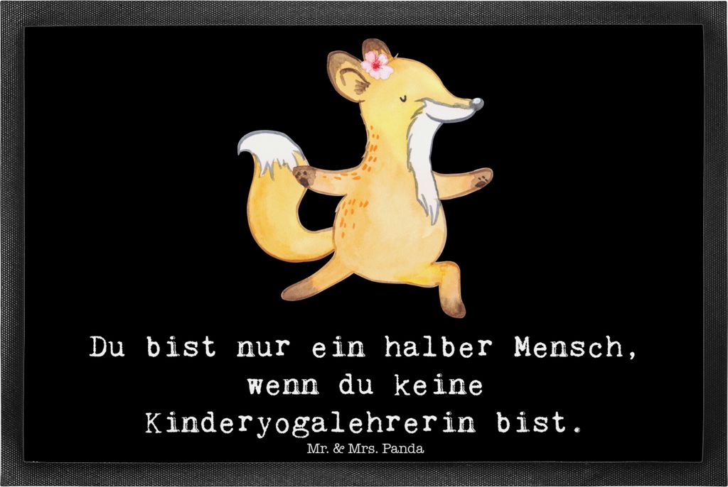 Mr. & Mrs. Panda Schmutzmatte Kinderyogalehrerin Herz 40 x 60 cm - Schwarz - Geschenk, Schmutzfänger, Gummimatte, Eingangsteppich, Fussmatte, Fuß...