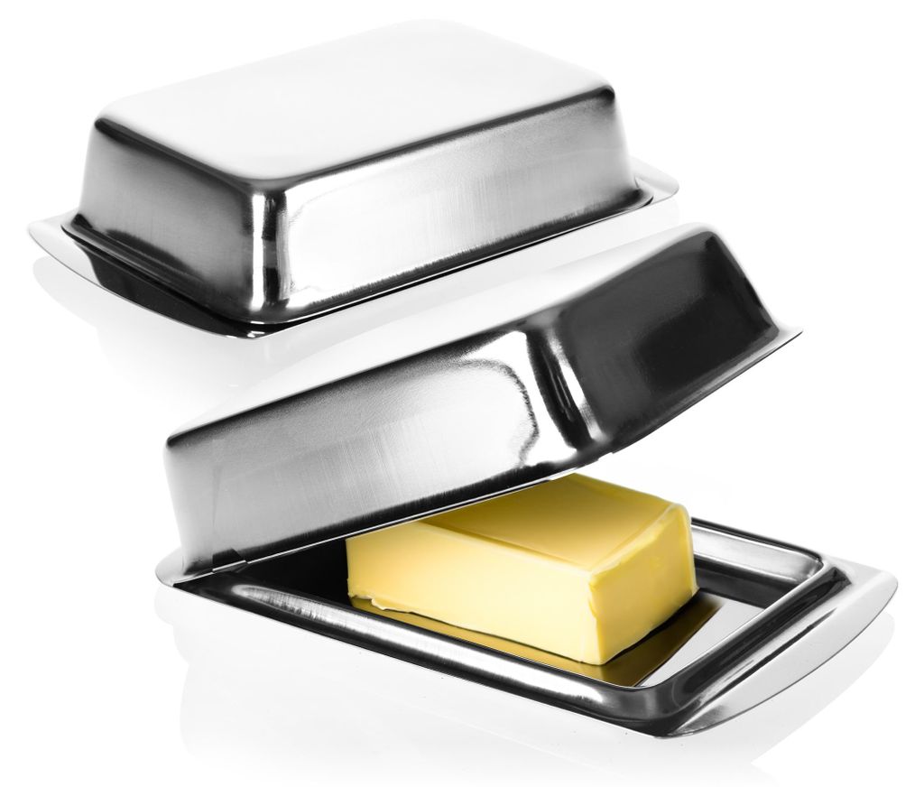 COM-FOUR® 2x Butterdose - Große Butterglocke aus Edelstahl Produktbild 