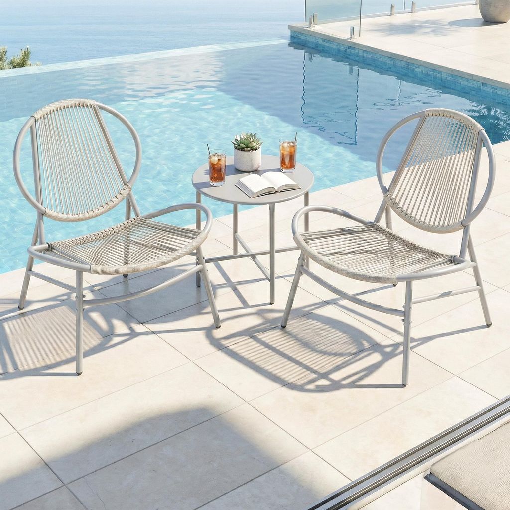 SONGMICS Balkonmöbel 3er Set, Gartenmöbel-Set mit Tisch und Produktbild 