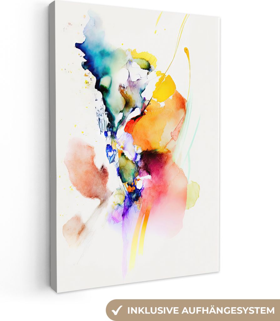 OneMillionCanvasses - Leinwandbilder - 90x140 cm, Aquarell - Regenbogen - Abstrakt - Kunst, Wandbilder Kunstdruck Wanddekoration - Foto auf Leinw...
