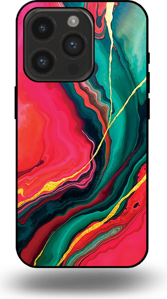 Smartphonica Telefon Fall geeignet für iPhone 14 Pro mit roten grünen Marmor Print - TPU Backcover Fall rot grün Marmor Design