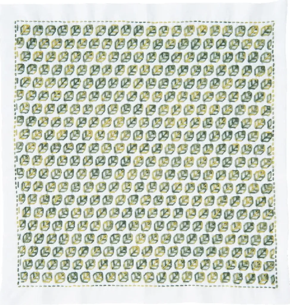 Olympus Hitomezashi Sashiko Hana Fukin Leaves 34x34cm Kit Originale Giappone