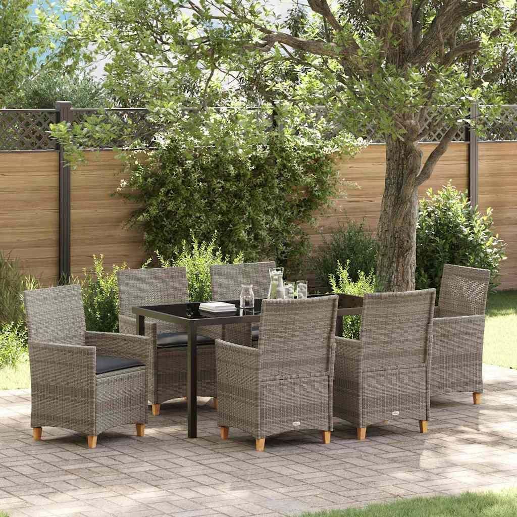Maison Exclusive - Garten Essgruppe 7 pcs Grau Poly-Rattan