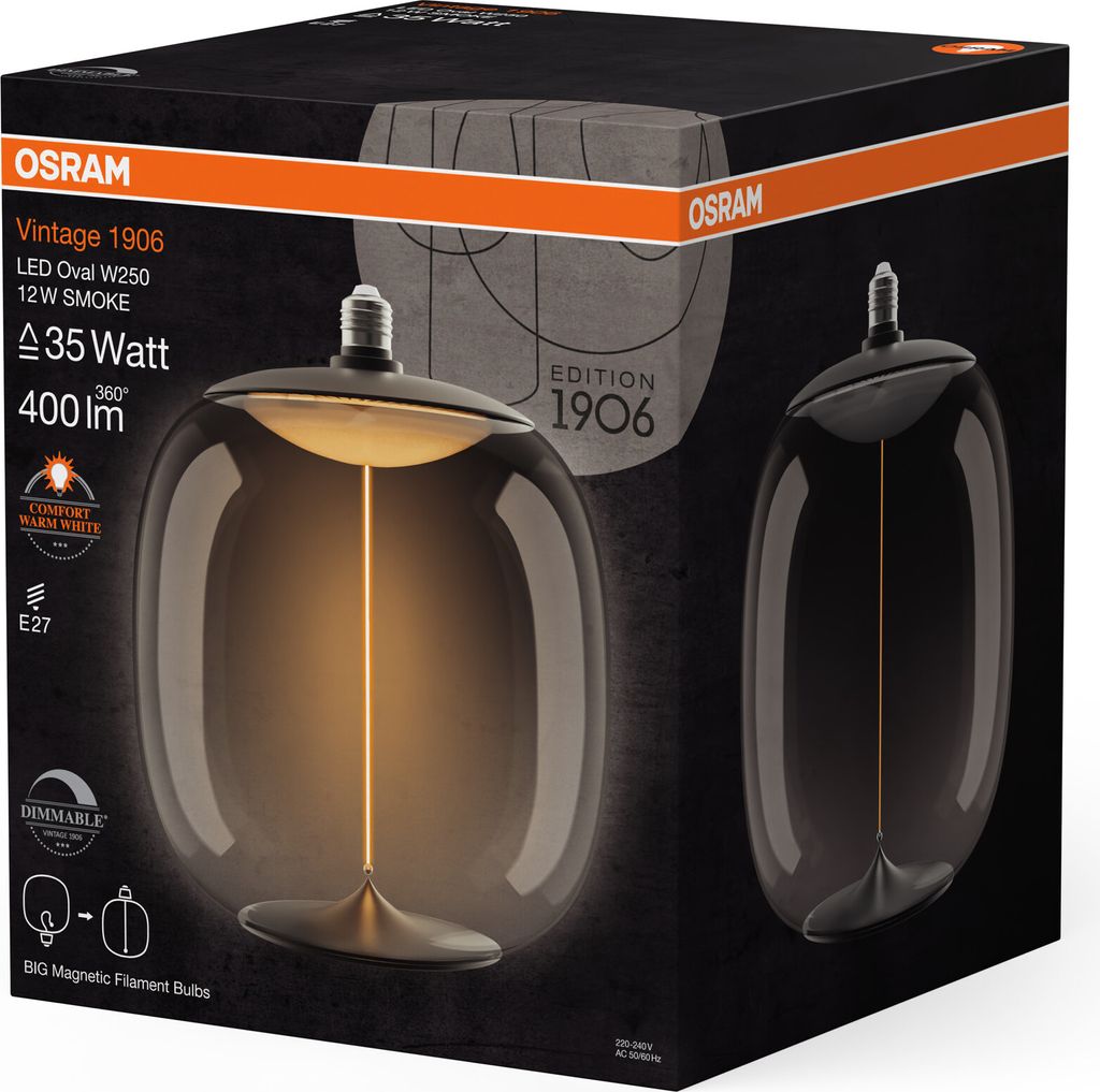 OSRAM LED Filament 1906 BIG OVAL DIM 12W/818 230V SMOKE MAG Immagine del prodotto 