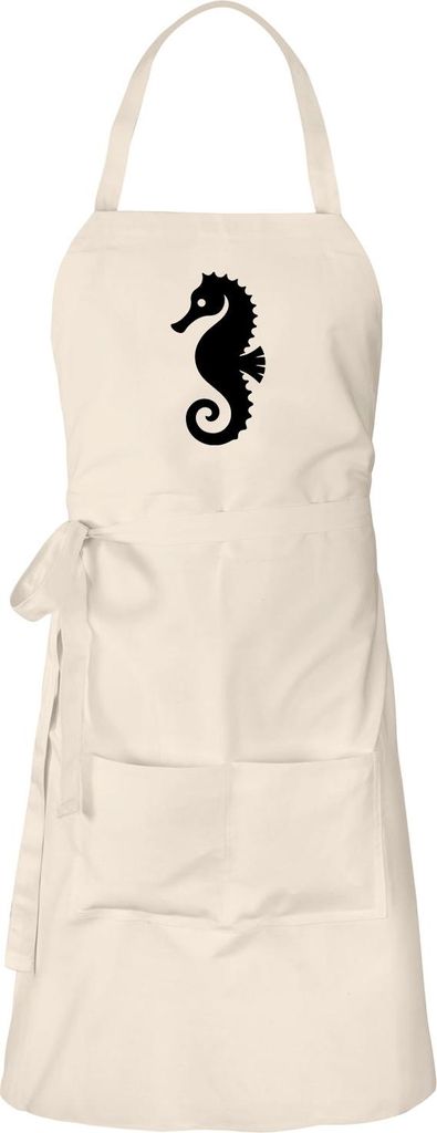 Huuraa Schürze Seepferdchen Silhouette Natur mit Taschen Baumwolle Kochschürze Geschenkidee