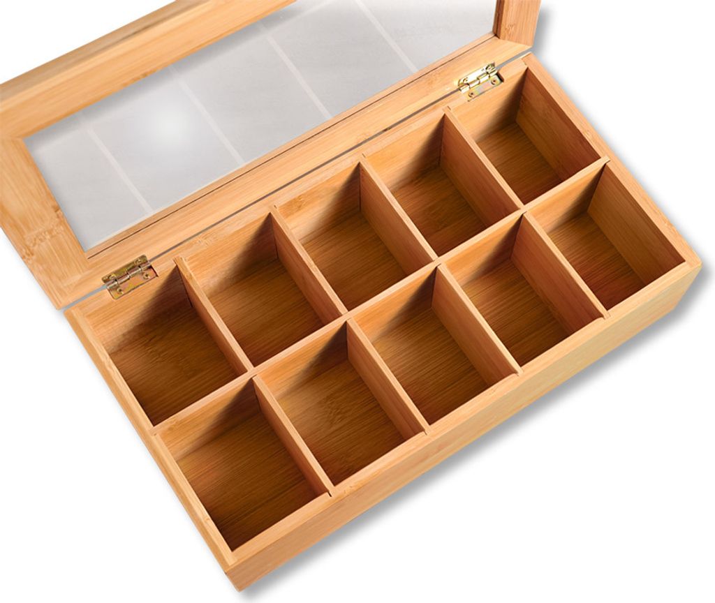 KESPER Teebox Tee-Box mit 10 Fächern Bambus, 36 x 20 x 9 cm Produktbild 3