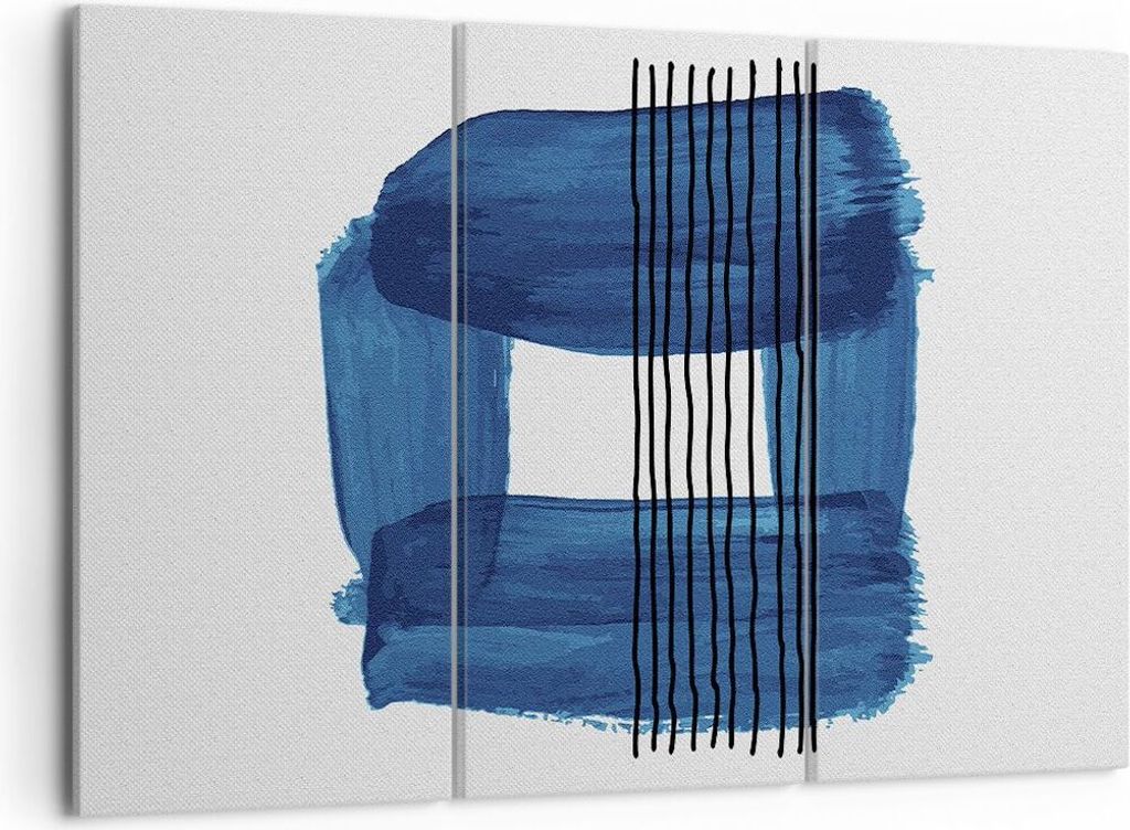 Bild auf Leinwand - Leinwandbild - 3 Teile - Abstraktion Aquarell Blau - 105x70cm - Wand Bild - Wanddeko - Wandbilder - Leinwanddruck - Bilder - Wa...