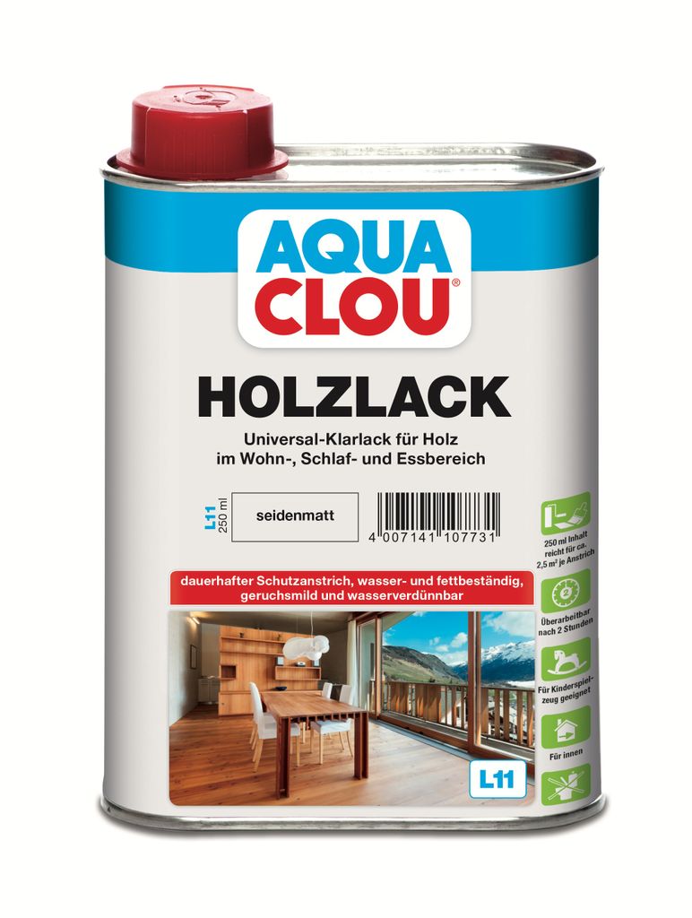 Clou Holzlack Aqua SDM. L 11 250ml Produktbild 