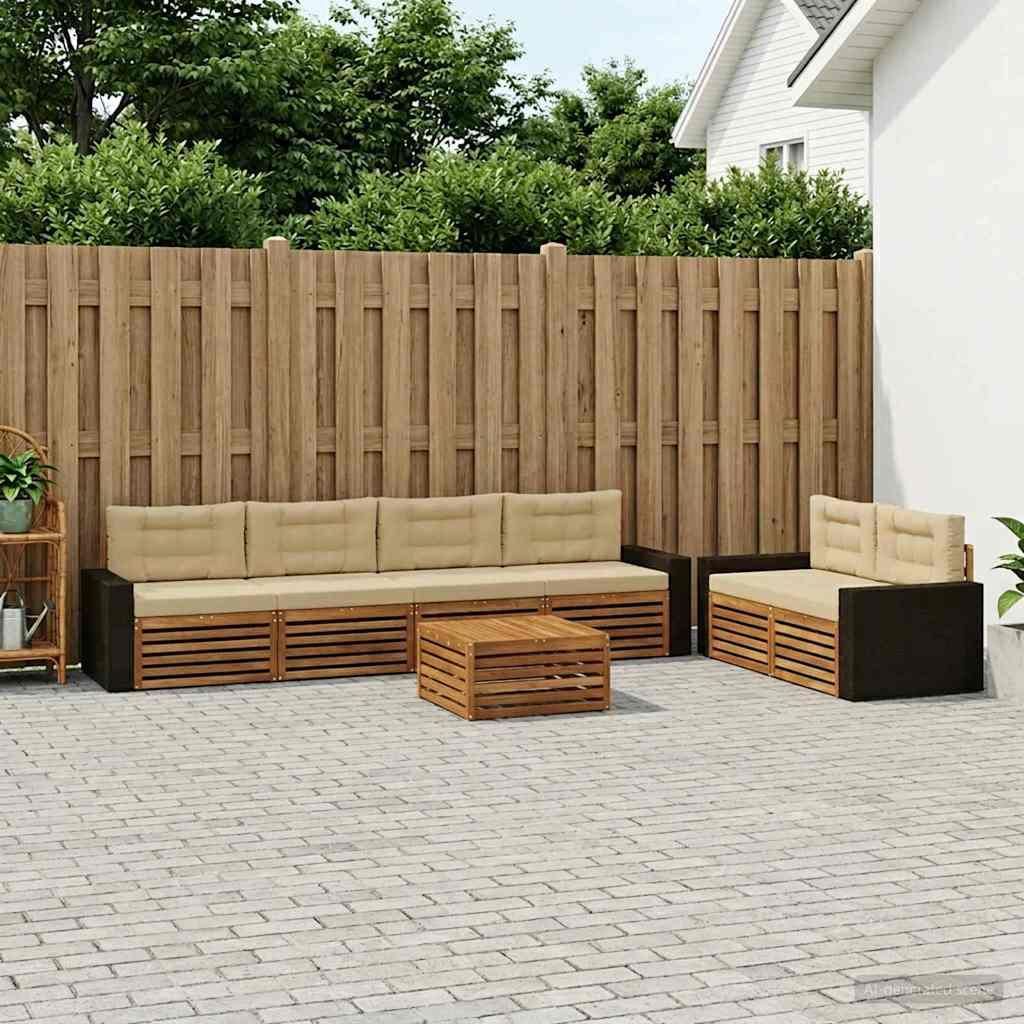 Möbel Outdoor-Sofagarnitur mit Kissen 7 pcs Natur und Beige PolyesterGartensofas - Gartensofas c1124