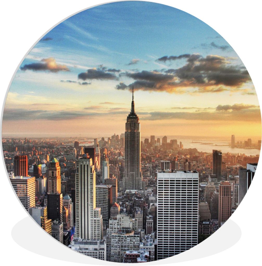 MuchoWow Rundes Wandbild - Runde Bilder New York - Amerika - Empire State Building Ø 30 cm Kreis Wanddekoration Kunststoff - Wandkreis - Wandsch...