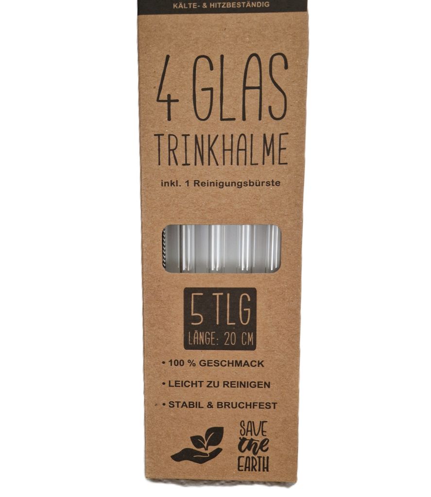 GlasStrohhalme  4 Stück incl. Reinigungsbürste - Party - Produktbild 