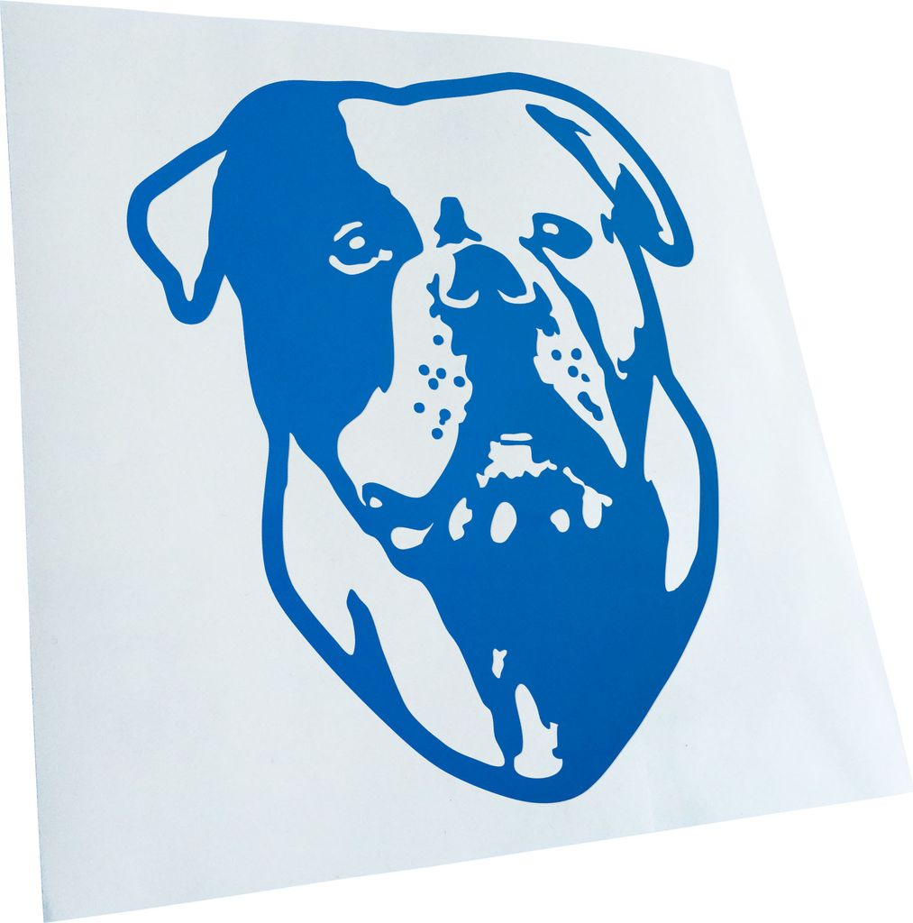 Kiwistar - Autoaufkleber - American Bulldog Hund - Blau - 60x50cm - Aufkleber für Auto, Laptop, Fahrrad, LKW, Motorrad mehrfarbig JDM Decal Racing