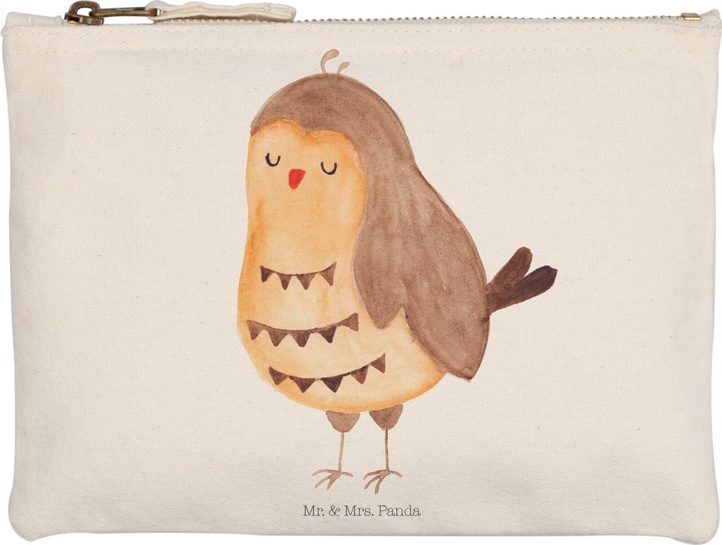 Mr. & Mrs. Panda Schlampermäppchen Eule Zufrieden Grösse XL Große - Weiß - Geschenk, Romantisch, glücklich, toiletry bag, Federtasche, Owl, Ho...