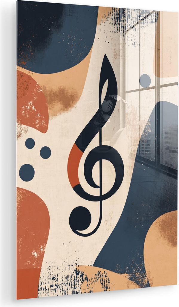 MuchoWow Glasbilder - Bilder auf Wandbild - Foto auf Glas Tonart - G - Abstrakt - Beige 60x90 cm Wanddekoration aus Glas - Acrylglasbild - Acrylbil...