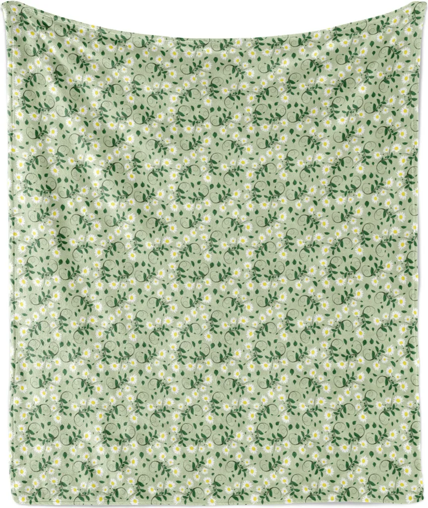 Plaid Lusso ABAKUHAUS Pile Flanella Morbida 175x230 Verde Flora