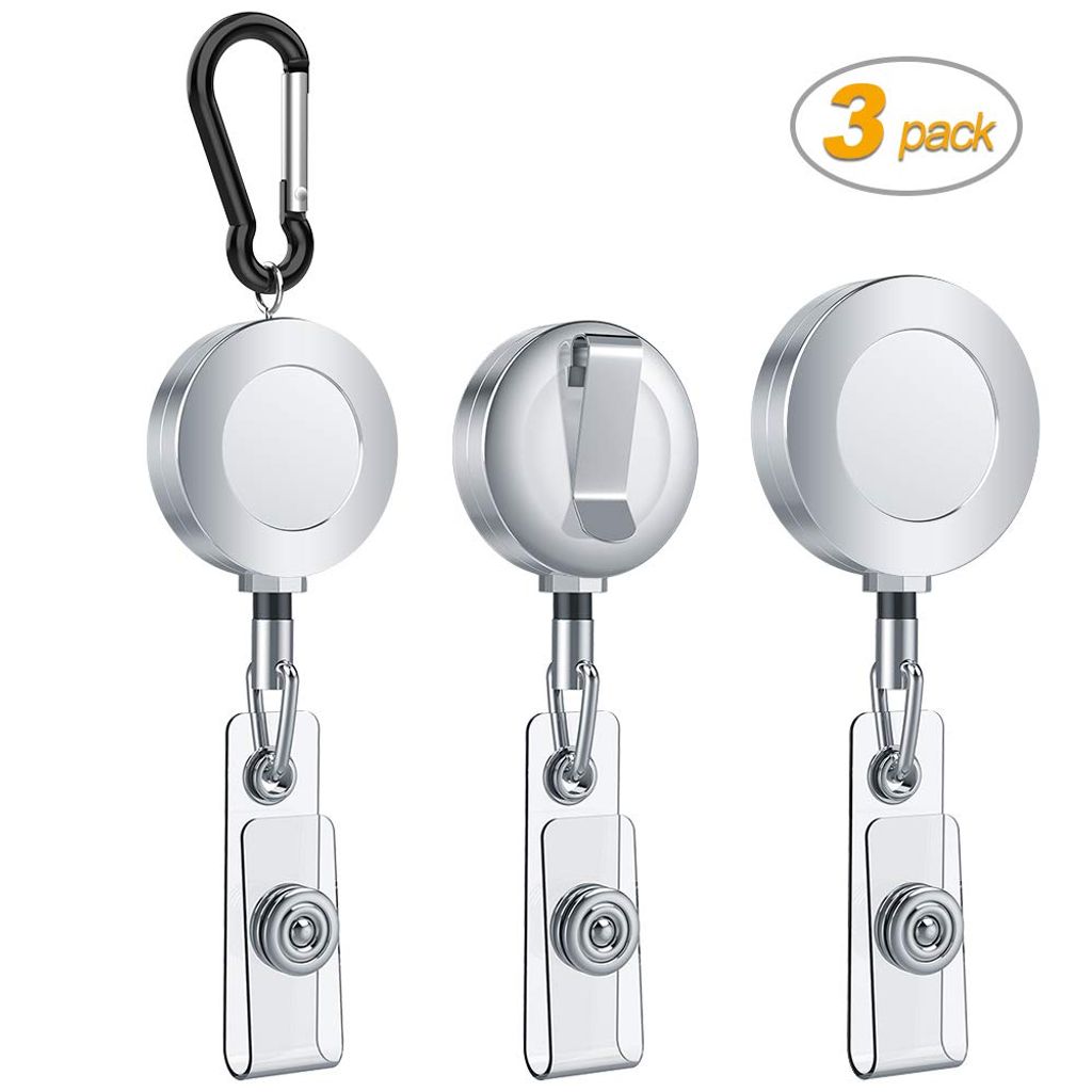 2x Kartenhalter Schlüssel mit Ausweishülle Schlüsselanhänger Clip Ausziehbarer 