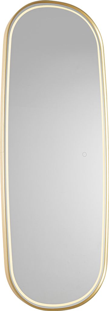 QAZQA - Modern Moderner Bad I Badezimmerspiegel Gold I Messing inkl. LED und Touchdimmer - Geraldien Touch-funktion Dimmer I Dimmbar - Glas Oval - ...