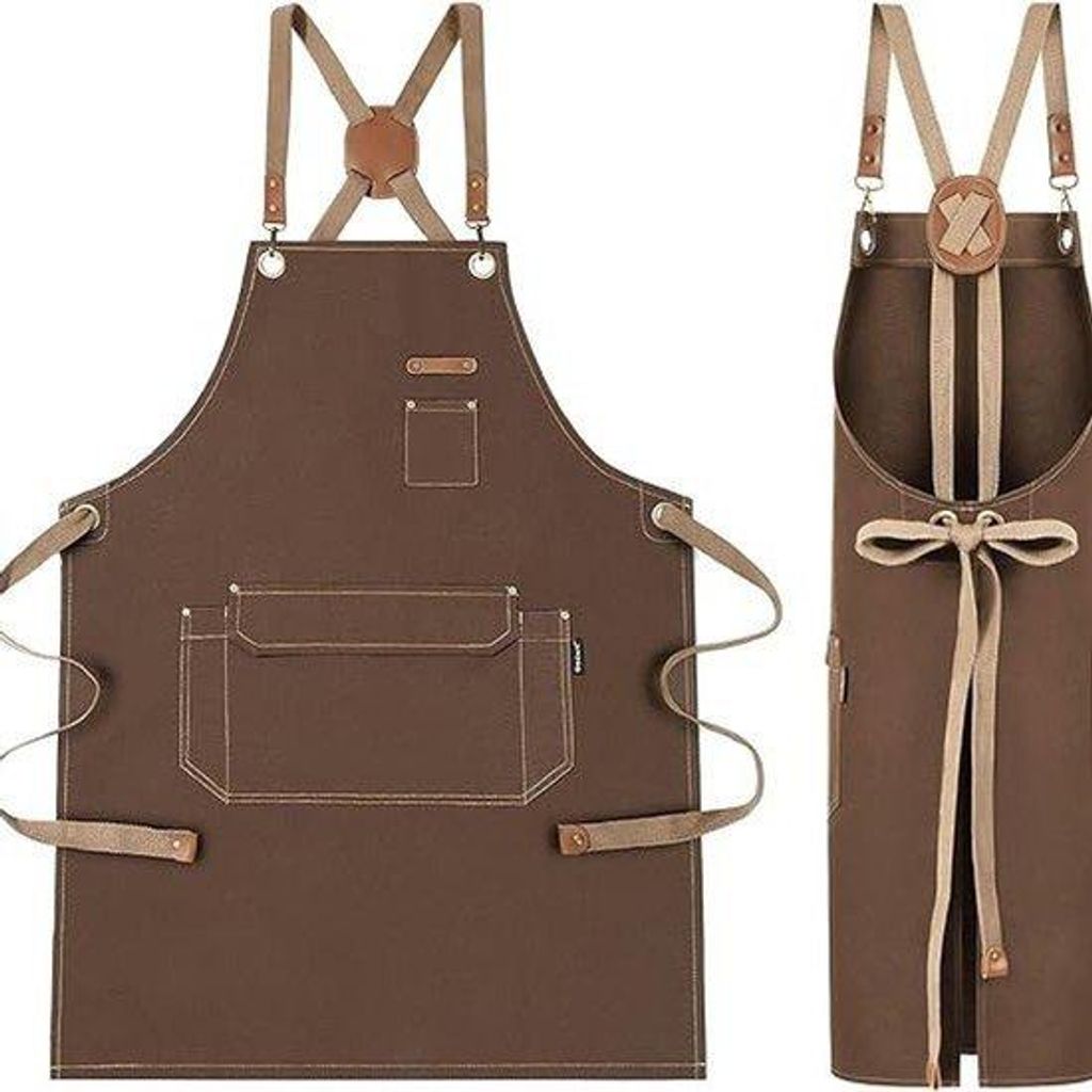 Katoenen Werk- und Schutzschorten für Männer und Frauen, Kruisrüg-Design mit Taschen, geeignet für Küche, Kochen, Backen, Malen, ideal für Ga...