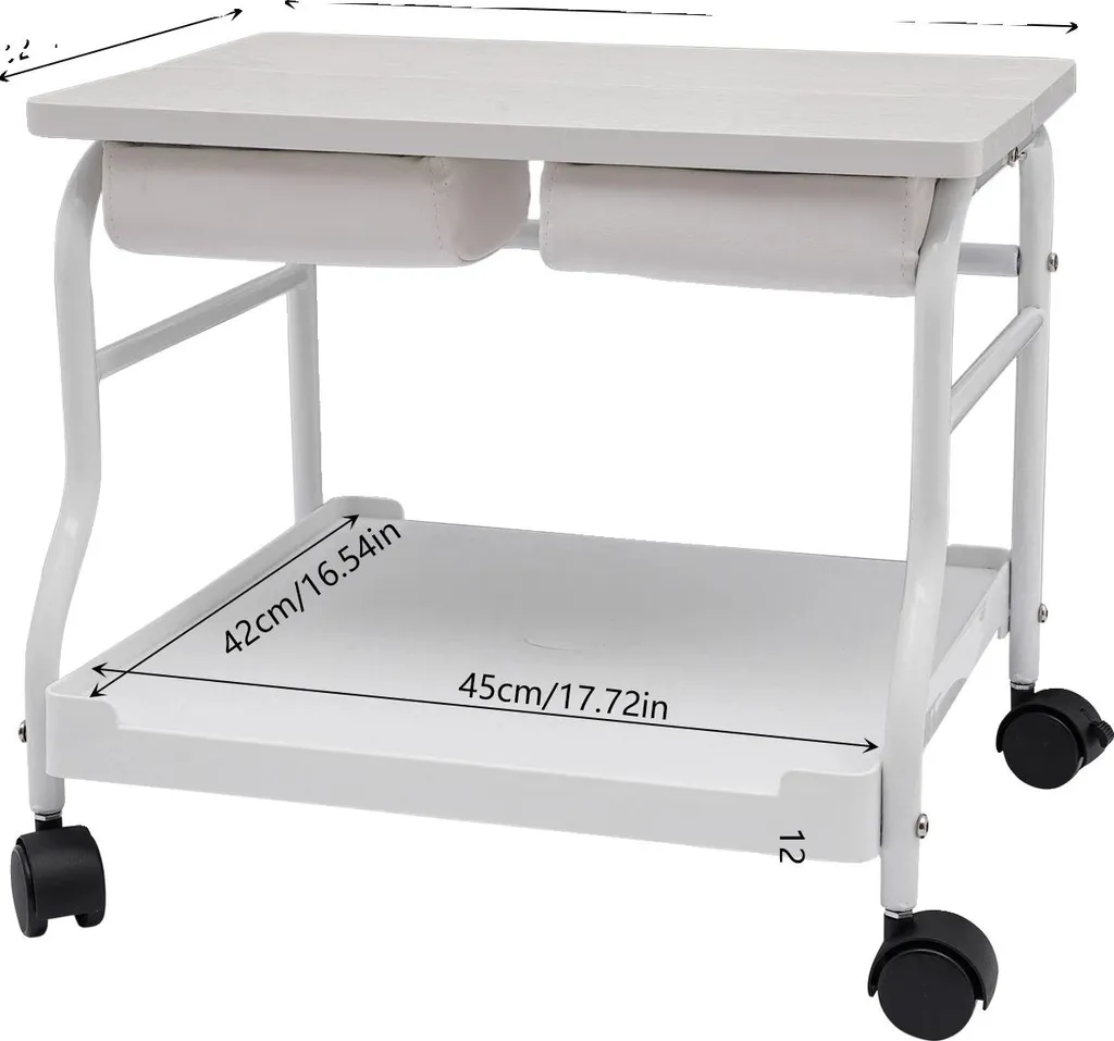 Chariot pour bain de pieds blanc stable : évitez le mal de dos en pédicure