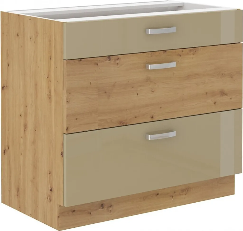 Rangement de cuisine efficace : meuble ADARA 80 cm à tiroirs coulissants