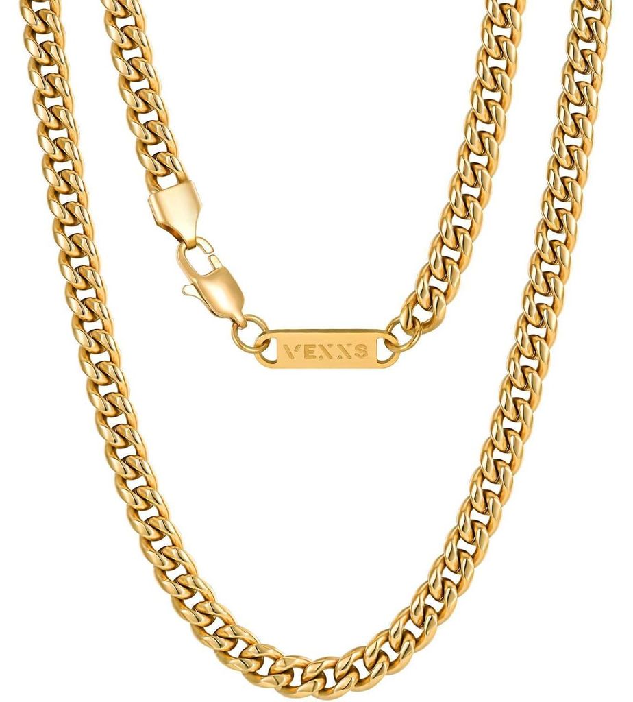 Herren Panzerkette 18K Gold beschichtet Cuban Halskette Produktbild 