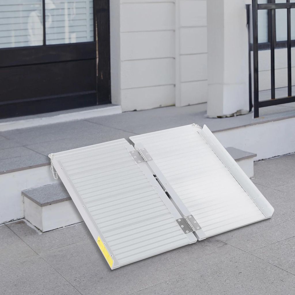 Rollstuhlrampe - Faltbare Aluminium Auffahrrampe für Treppen - Länge 60 cm - Tragkraft 272 kg - Für Rollstühle und Scooter - Tragbar