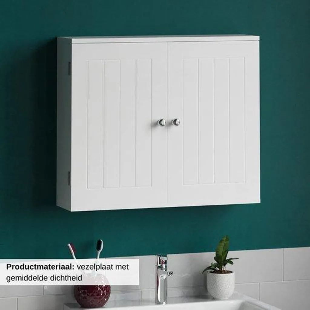 Armoire blanche suspendue pour cuisine ou bureau avec étagère de rangement