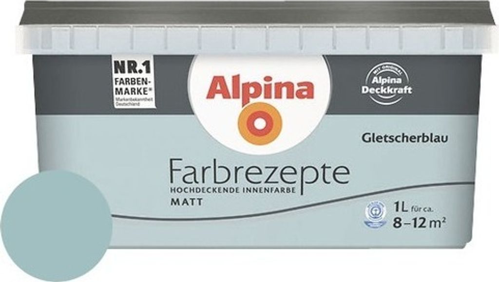 Alpina Wandfarbe Farbrezepte Gletscherblau 1 l Produktbild 