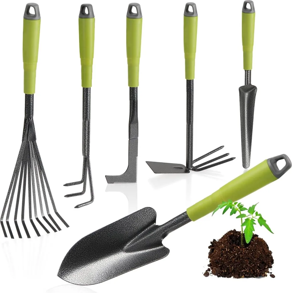 Set d'outils de jardinage 5 pièces avec râteau manuel et pelle à fleurs
