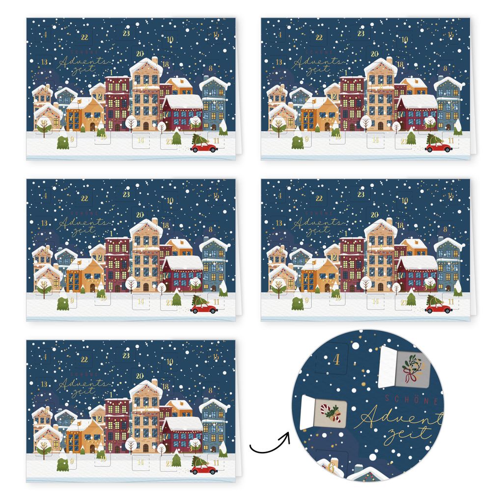 PremiumLine Weihnachtskarten Adventskalender 5 Stück inkl. Produktbild 