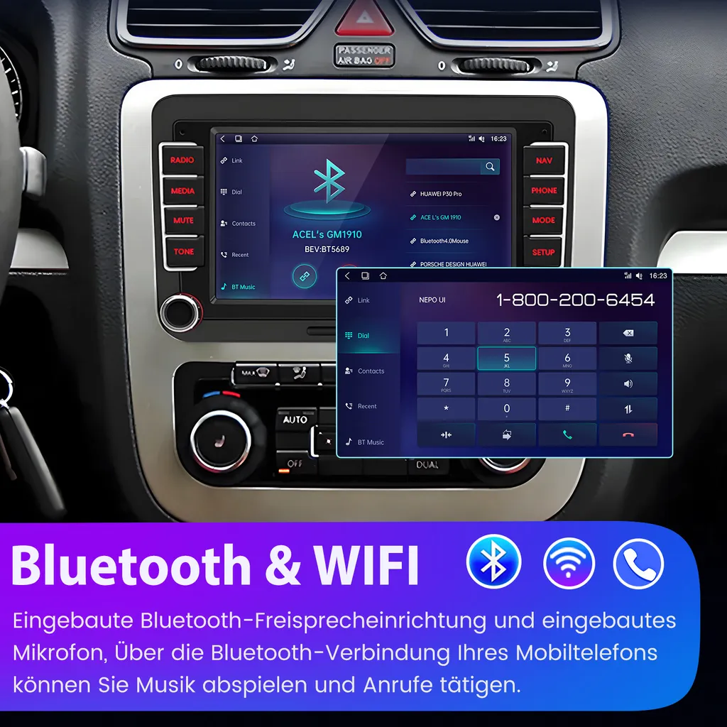Sistema Infotainment VW Android 13 2DIN 7 Pollici GPS WiFi Bluetooth - 7