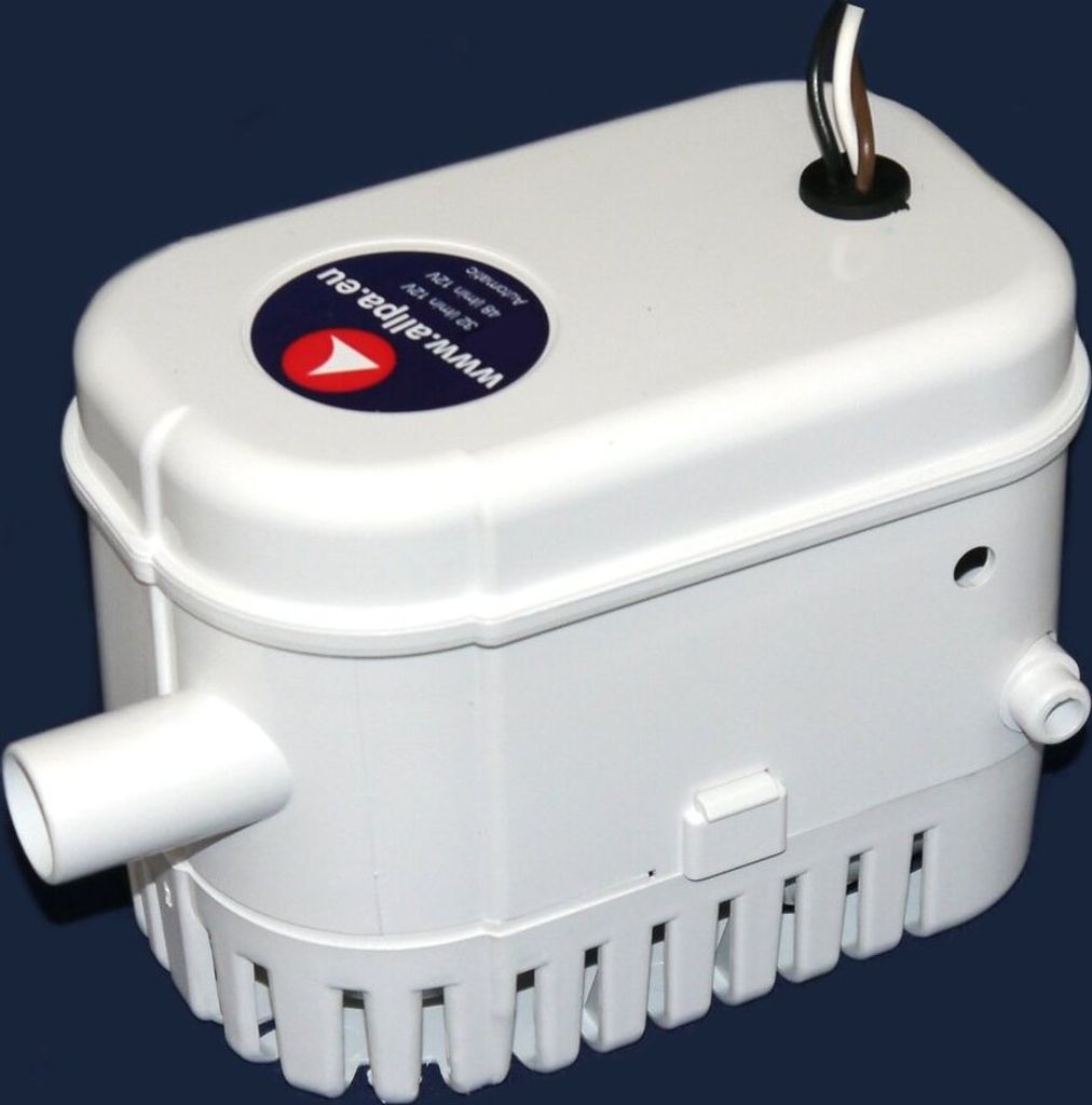 allpa Bilgepumpe mit integriertem Schwimmerschalter, 32l/min, 12V, 1.8A, Ø 19mm Schlauchanschluß