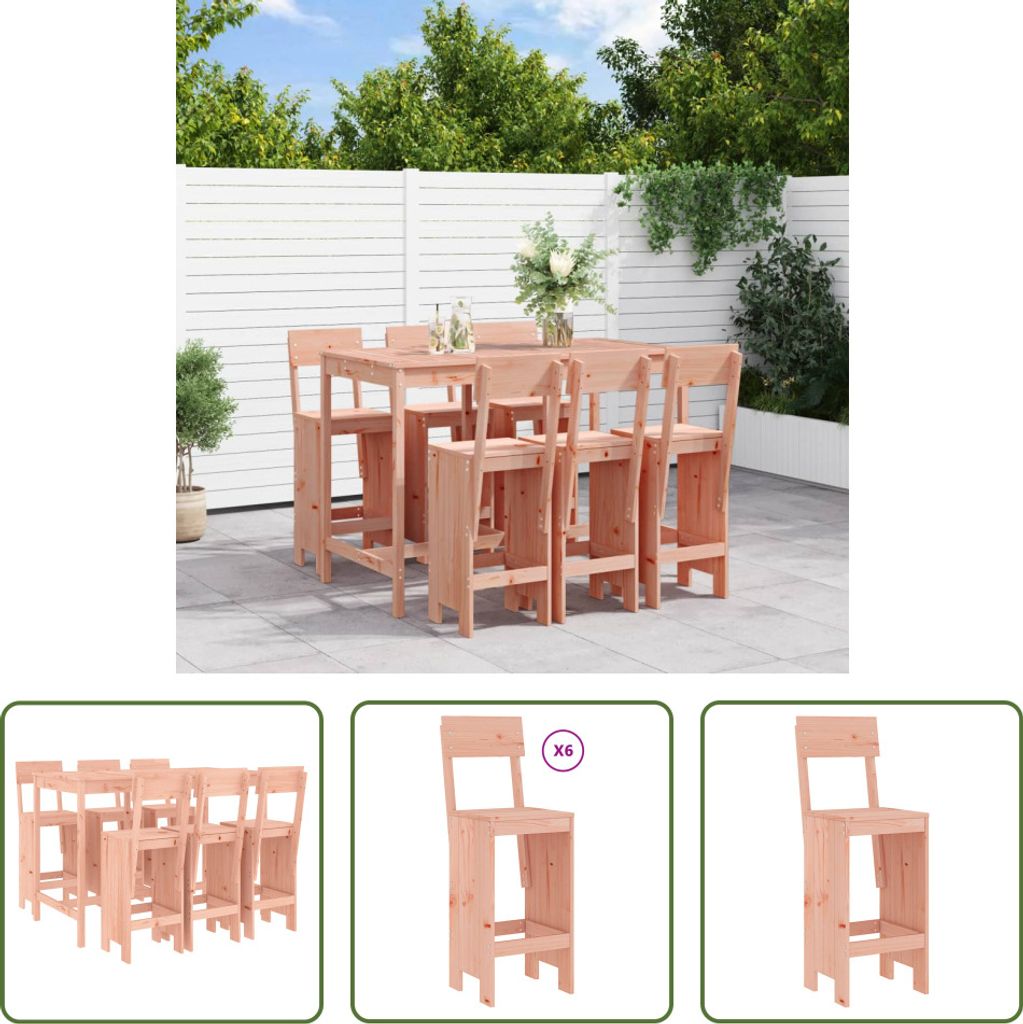 The Living Store 7-tlg. Gartenbar-Set Massivholz Douglasie