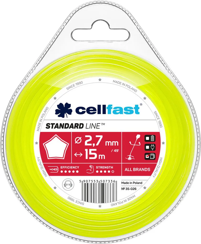 Corda Cellfast STANDARD Stella 2,7 mm x 15 m | Filo Decespugliatore Robusto
