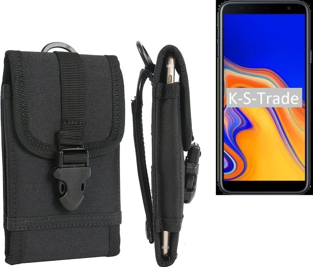 K-S-Trade Handyhülle kompatibel mit Samsung Galaxy J4+ Gürteltasche Holster Handytasche Gürtel Tasche Schutzhülle Robuste Handy Schutz Hülle