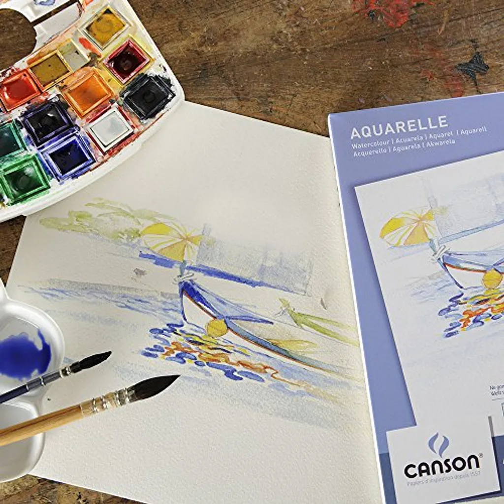 Tritart Watercolor Paper 300g White - 14 Sheets - Din A2 - watercolour block Canson Media Block Sketchbook or Painting Paper for Painting