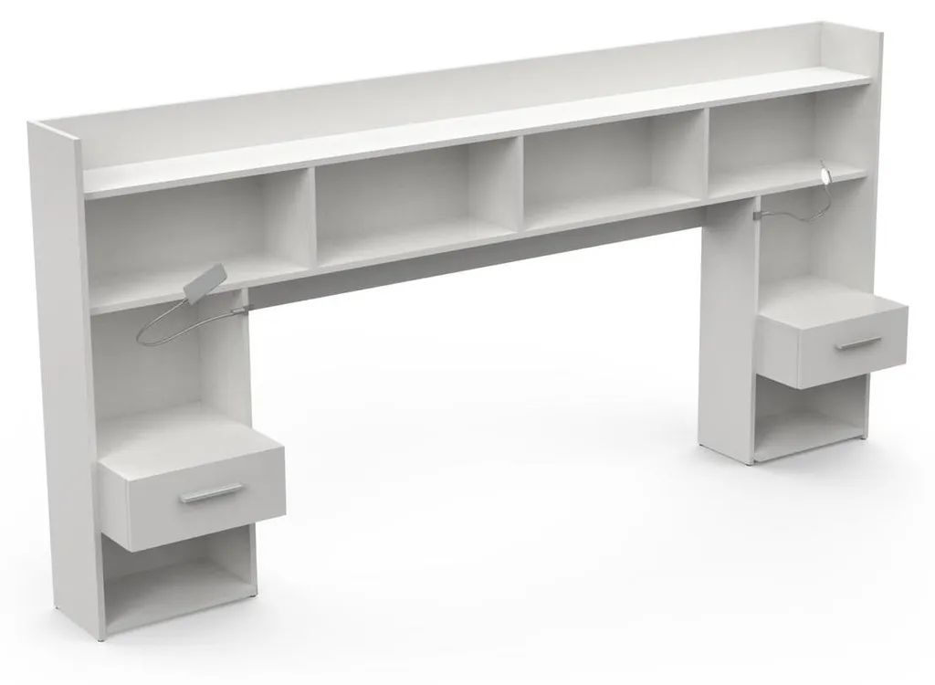 Aménager une petite chambre : Tête de lit CHICAGO blanche liseuses LED - 3