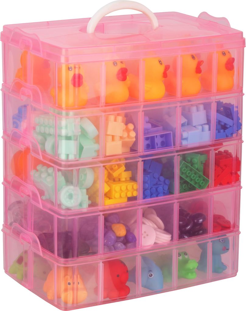 Belle Vous 5 Ebenen Rosa Sortierboxen für Kleinteile mit 50 verstellbaren Trennern - Organizer Box - Schraubenbox - Sortierbox - Kleinteile